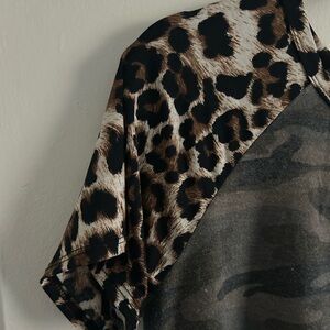 HEIMISH USA Leopard and Camo Top Size Small